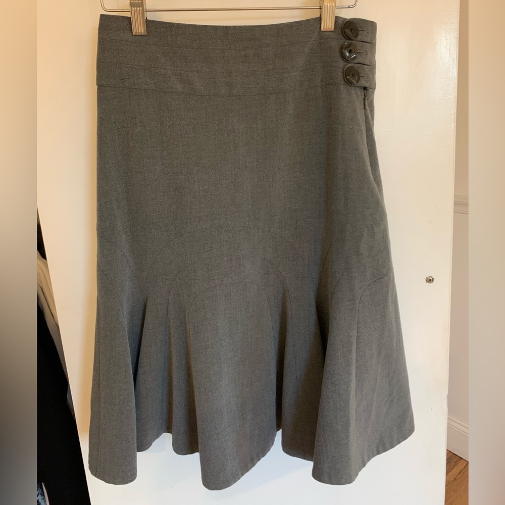 Anthropologie Elevenses Grey Tulip Career Skirt